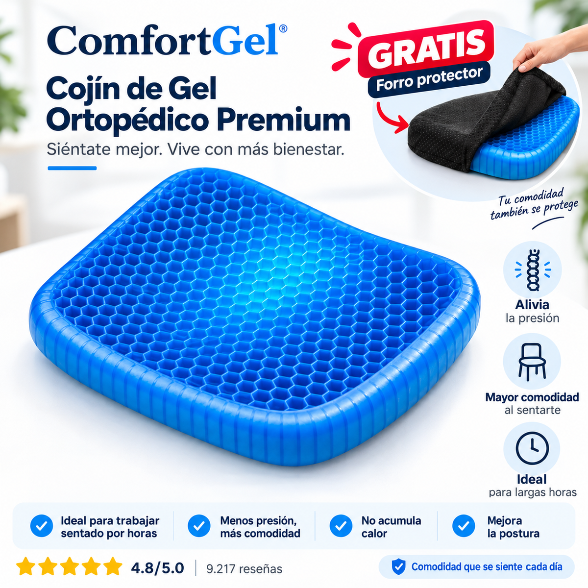 COJIN ASIENTO DE GEL ANTIDESLIZANTE