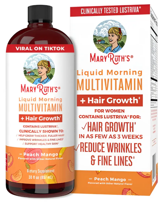 Multivitamínico líquido MaryRuth's + Hair Growth sabor durazno-mango 887 ml