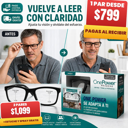 Lentes de lectura autoajustables - 2 pares $1,099 + estuche y spray gratis