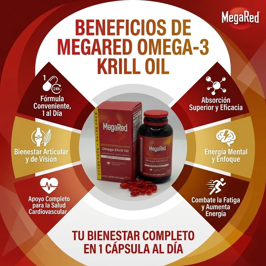 MegaRed® Omega-3 + Krill: Cuida tu corazón, mente y articulaciones ¡Empieza hoy!